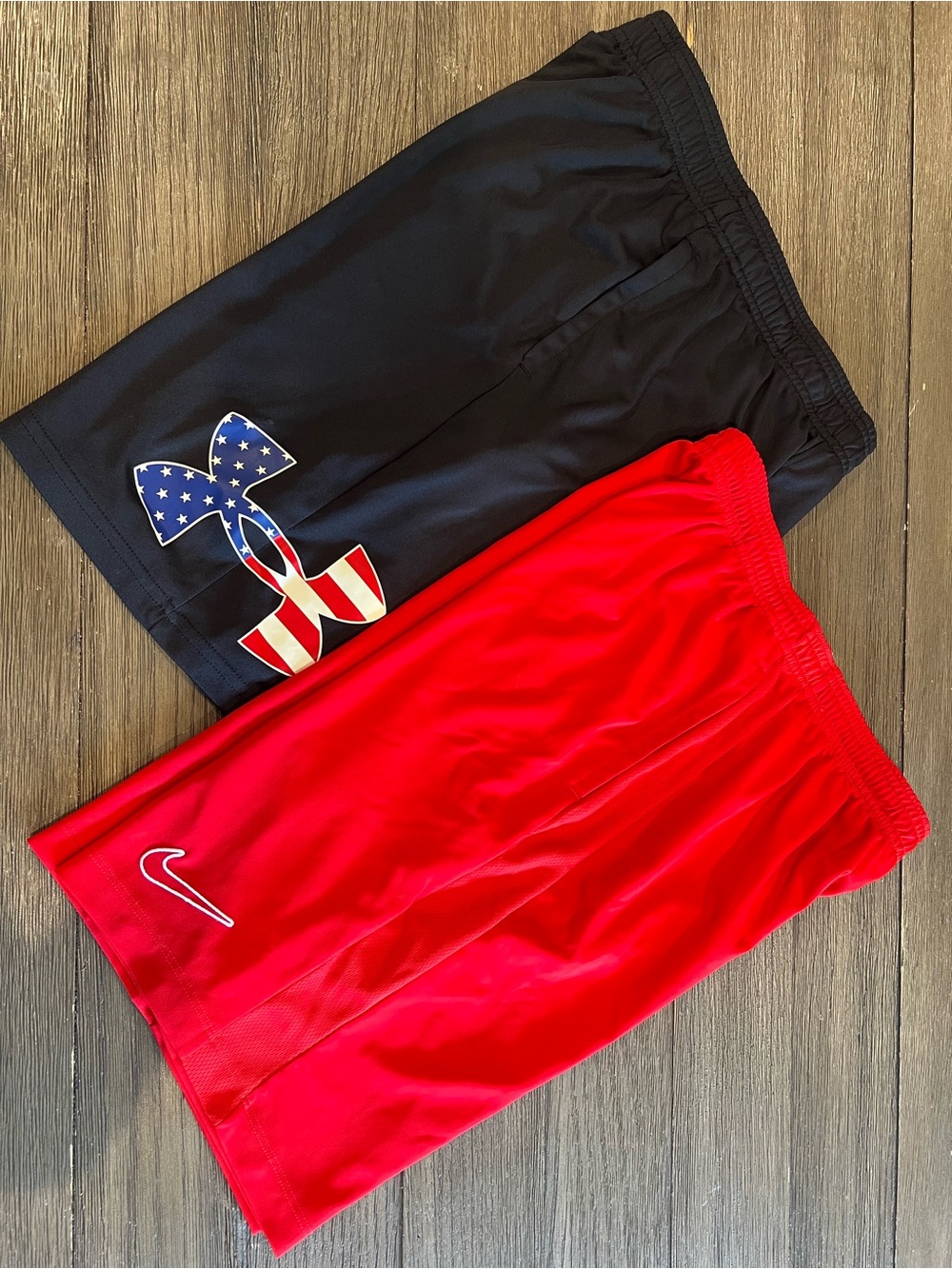 Under Armor @ Nike Kids Athletic Shorts Duo - Black and Red